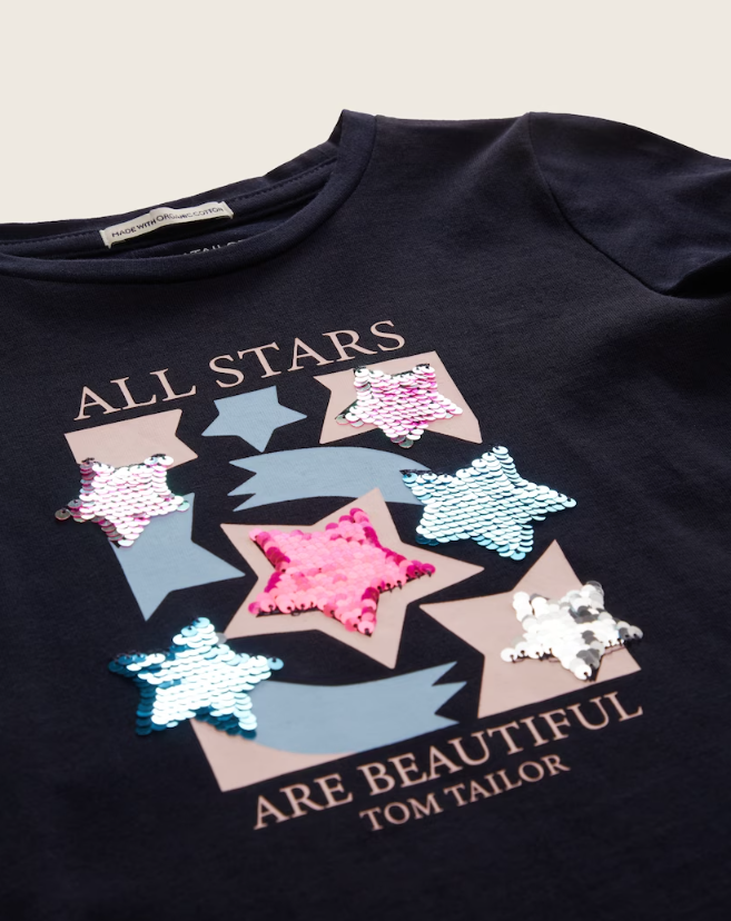 Longsleeve mit Wende-Pailletten Sterne