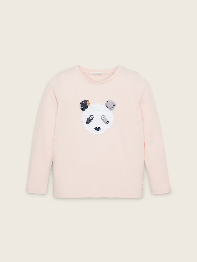Longsleeve mit Wende-Pailletten Panda