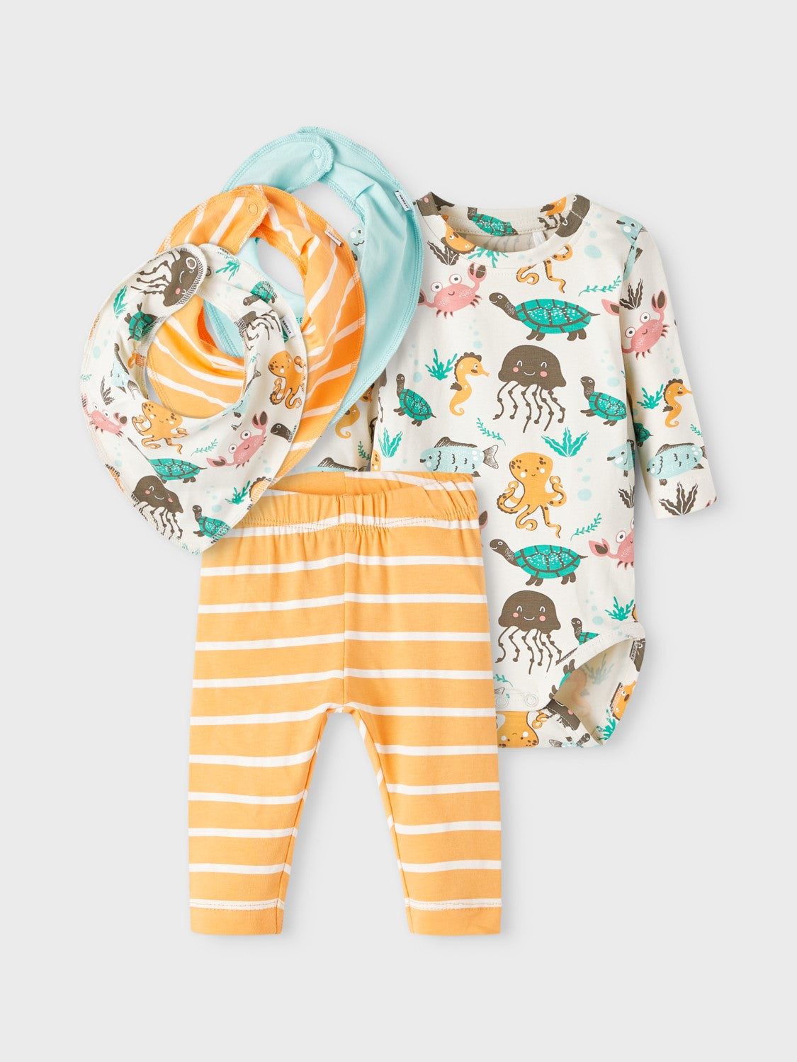 Orange gestreifte Leggings