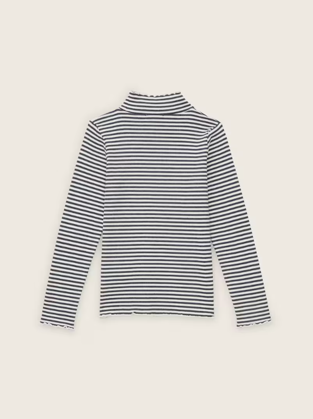 Gestreiftes Mock Neck Langarmshirt
