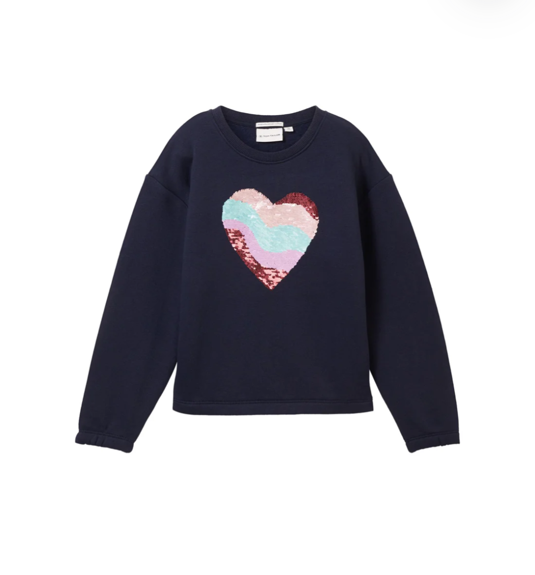 Sweatshirt mit Wendepailletten Herz