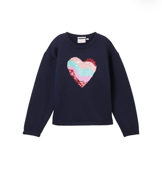 Sweatshirt mit Wendepailletten Herz