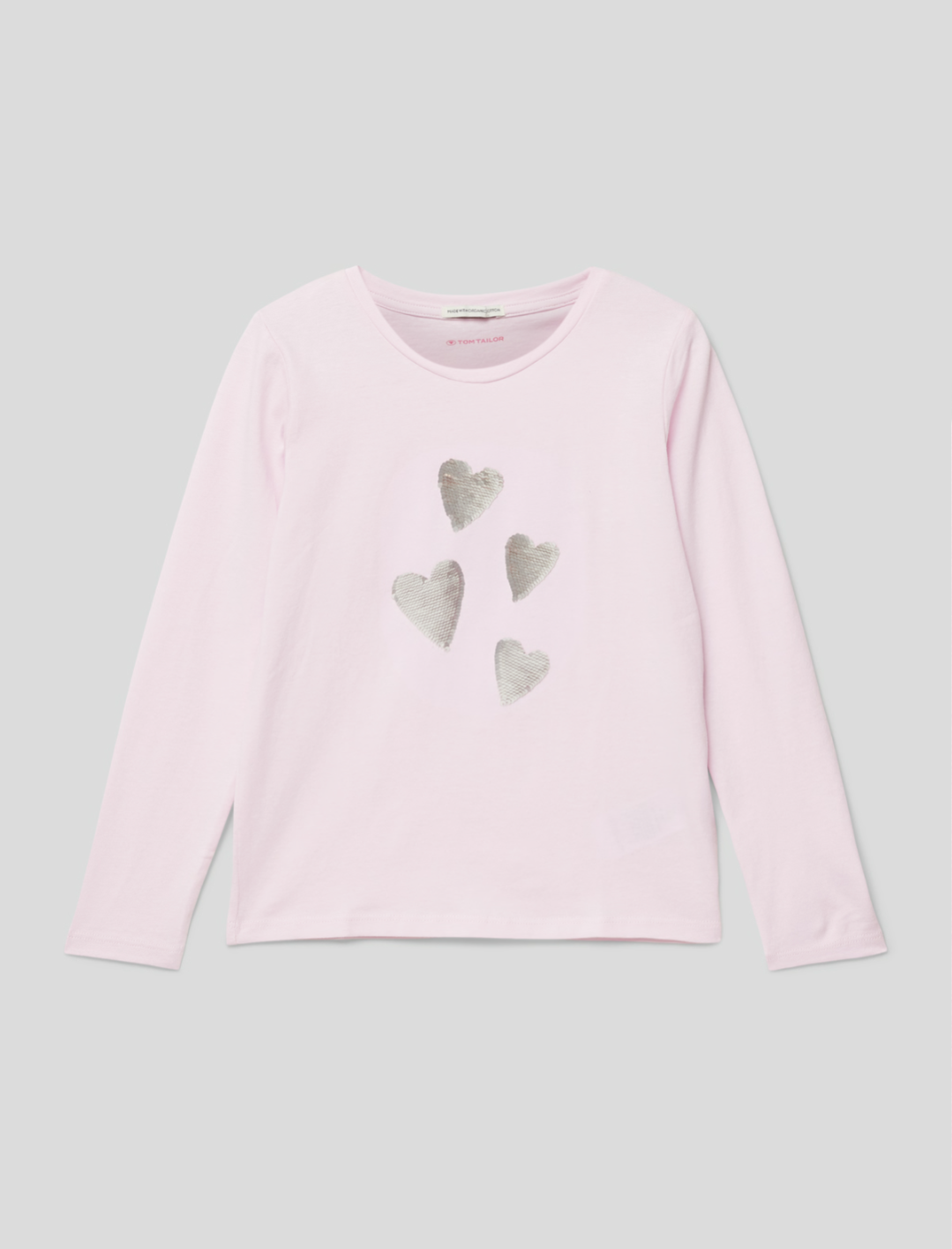 Longsleeve mit Wende-Pailletten Herzen