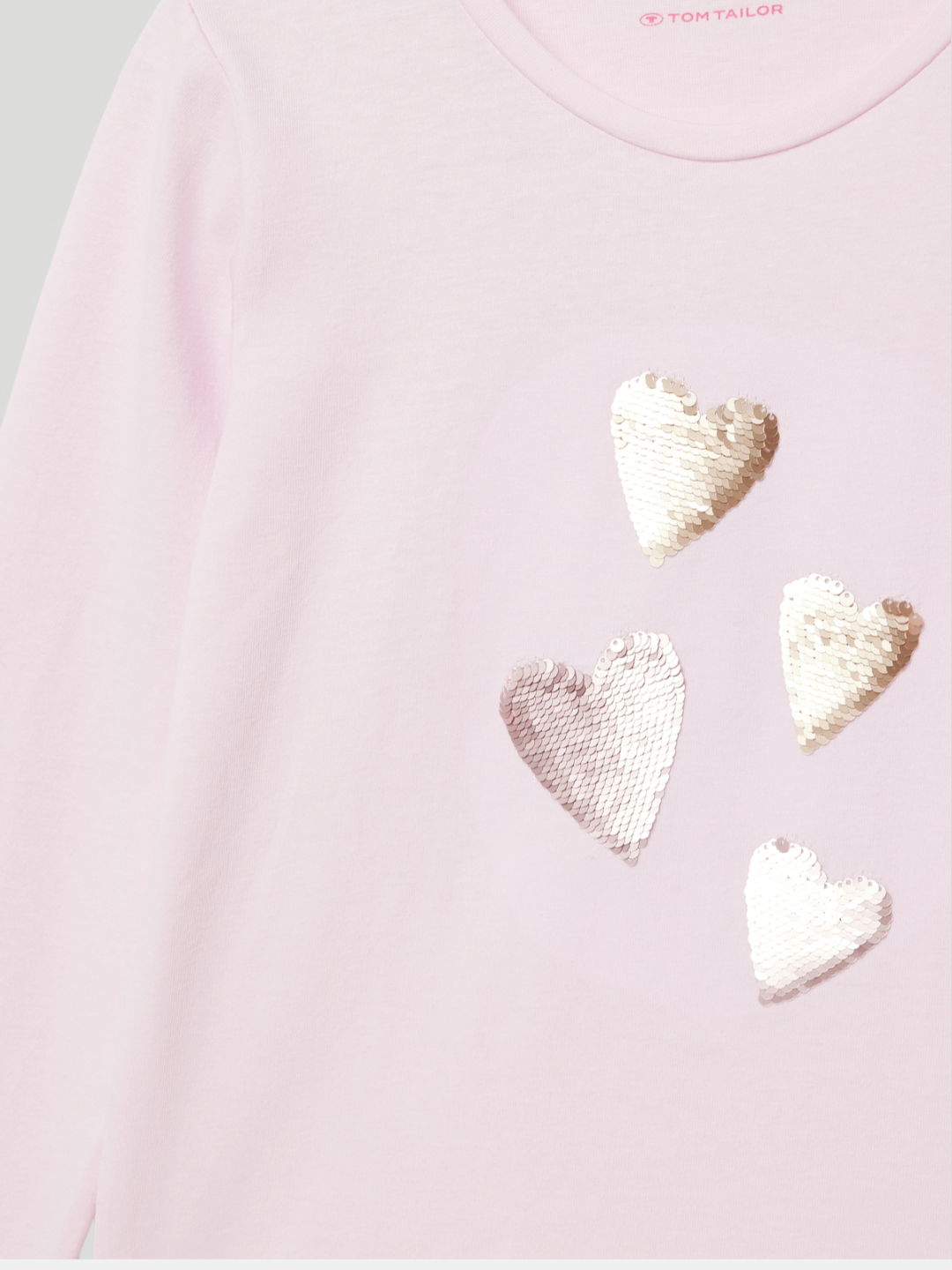 Longsleeve mit Wende-Pailletten Herzen