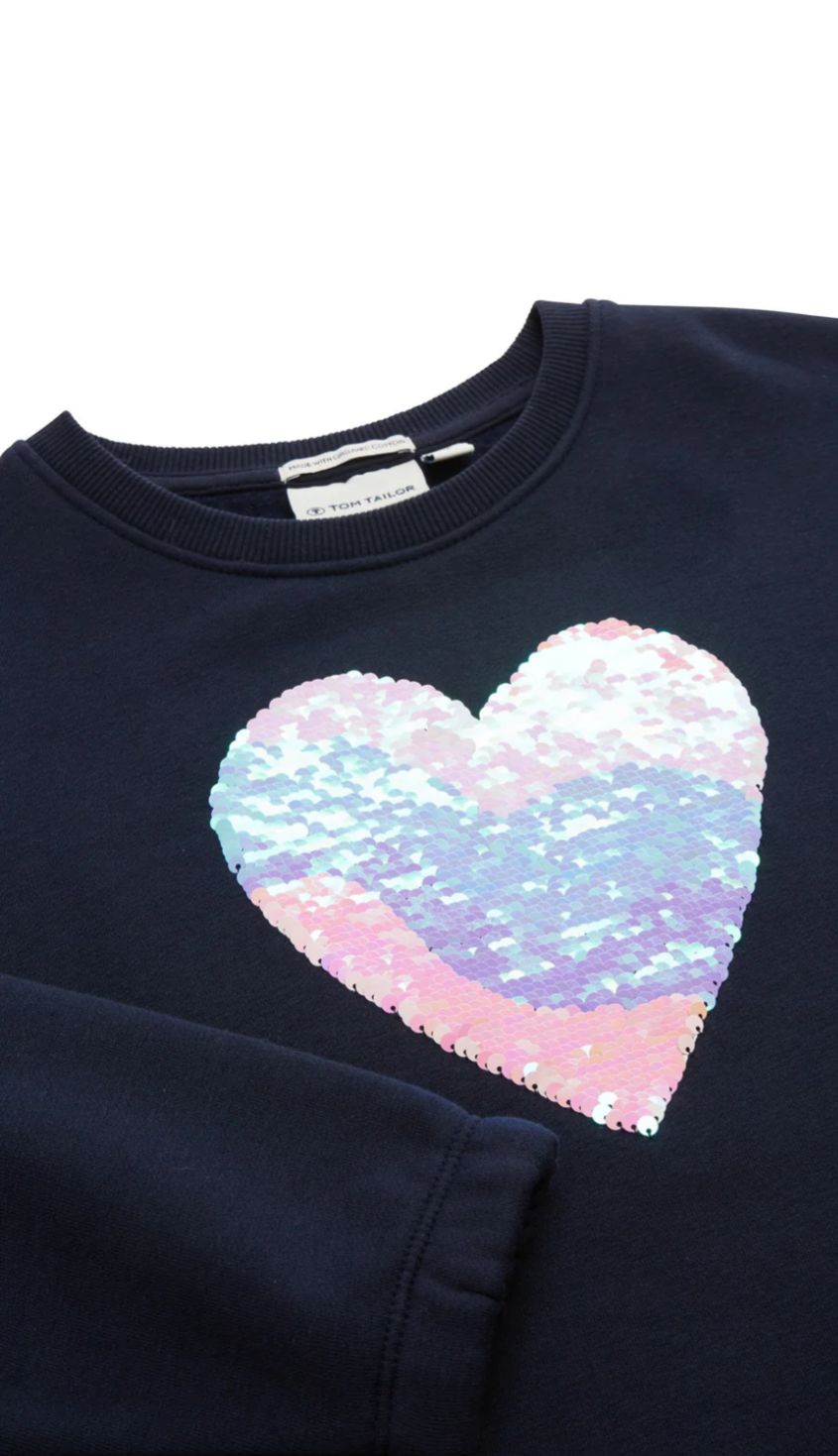 Sweatshirt mit Wendepailletten Herz