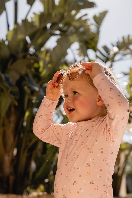 UV-Schwimmanzug langarm "Little Pink Flowers"