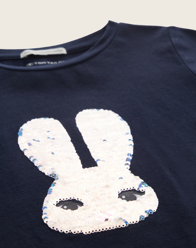 Longsleeve mit Wende-Pailletten Hase