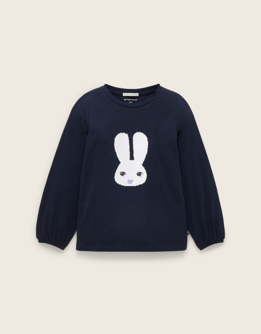 Longsleeve mit Wende-Pailletten Hase