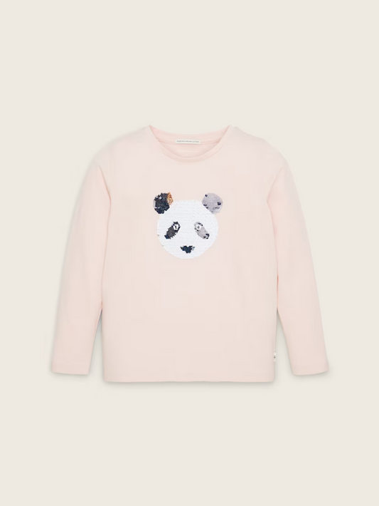 Longsleeve mit Wende-Pailletten Panda