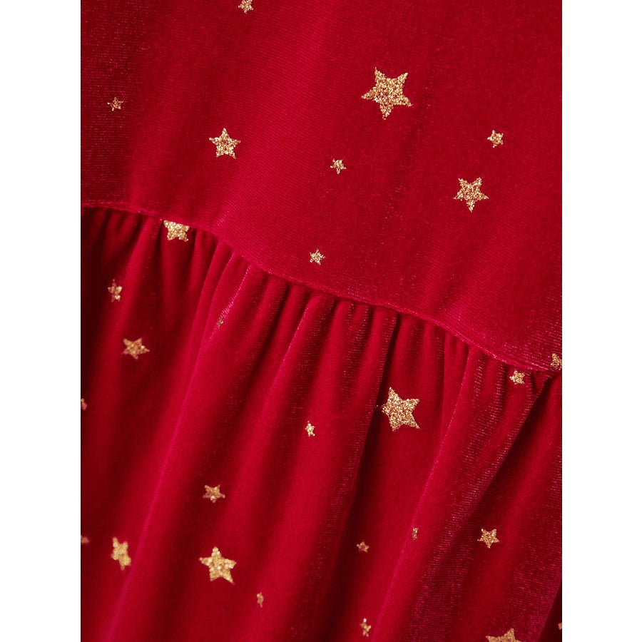 Rotes Samtkleid mit Glitter